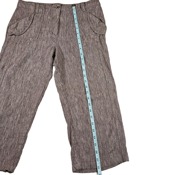 Sandro Sportswear Linen Blend Straight Leg Capris, Brown, Size 10 - Picture 11 of 12
